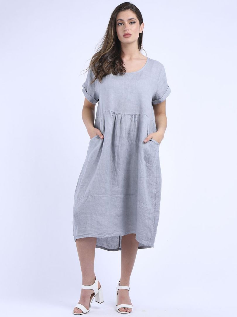 Charlotte Linen Dress Light Grey image 0